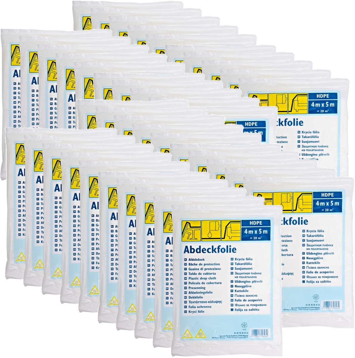40x Abdeckfolie 4x5m Malerplane Schutzplane Allzweckfolie HDPE transparent 800m²