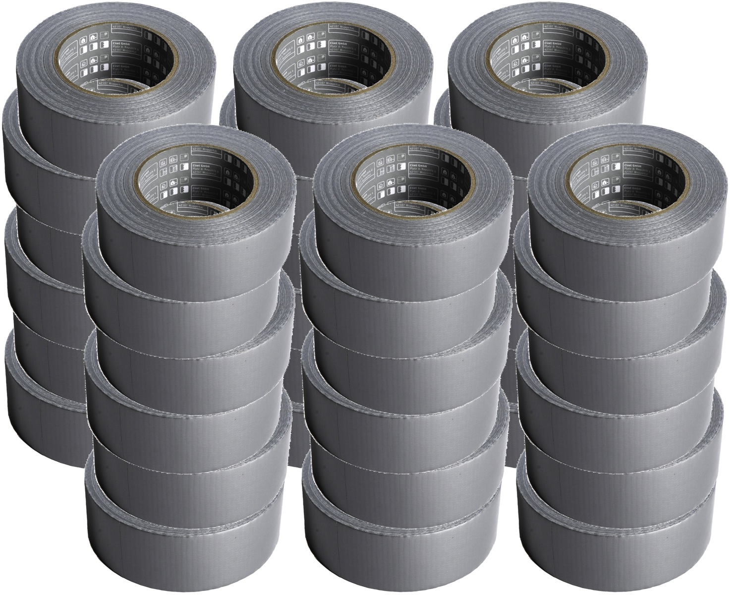 Vorteilspack 36 Rollen je 50m Panzertape silber Panzerband Gaffa Gewebeband 48mm