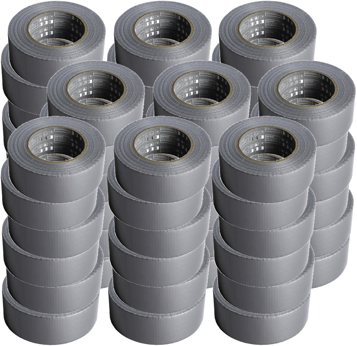Großpackung 54 Rollen je 50m Panzertape silber Panzerband Gaffa Gewebeband 48mm