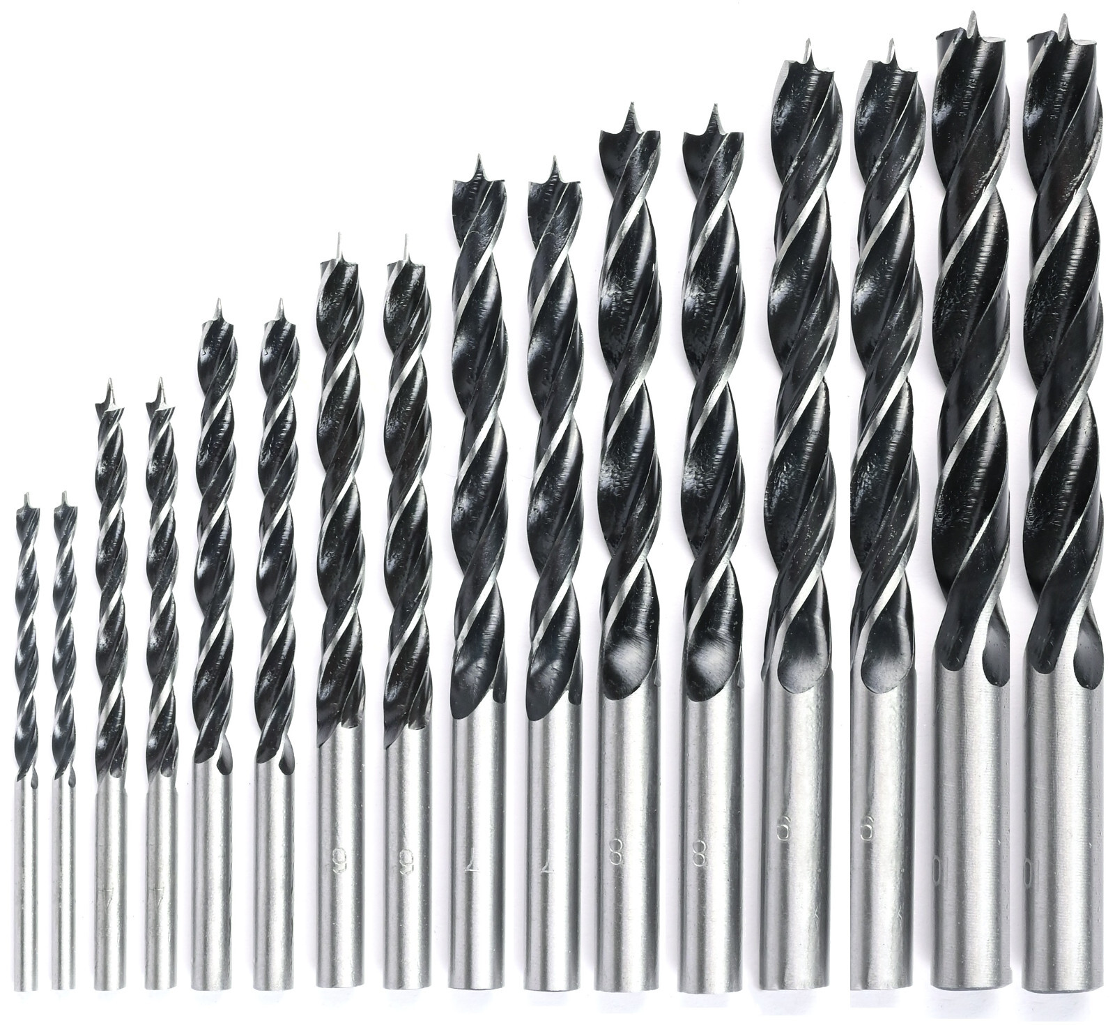 16 teilig Holzbohrer Set Satz Spiralbohrer 3/4/5/6/7/8/9/10mm Zentrierspitze