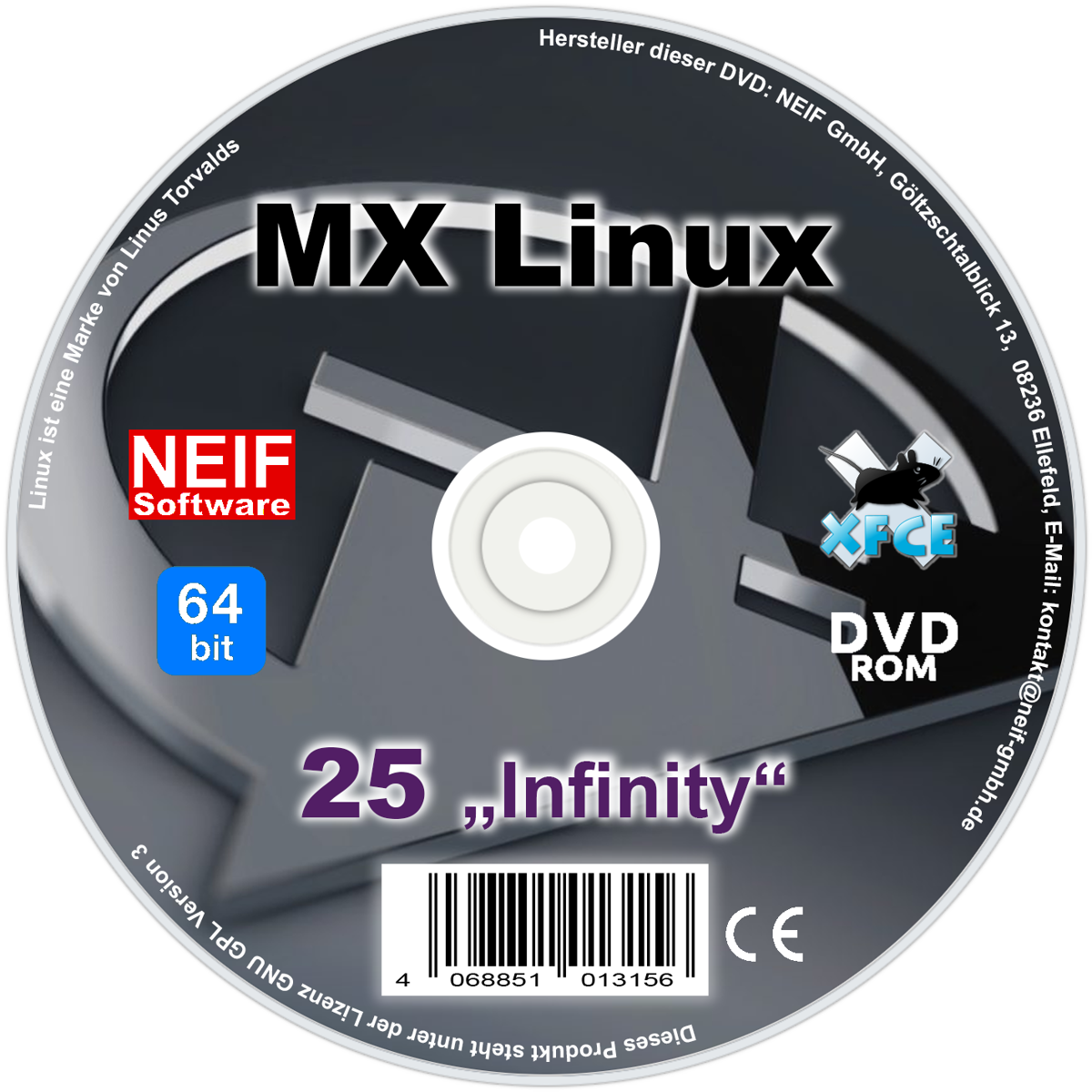 MX Linux 25 "Infinity" 64 Bit Deutsch auf DVD oder USB-Stick - Install und Live