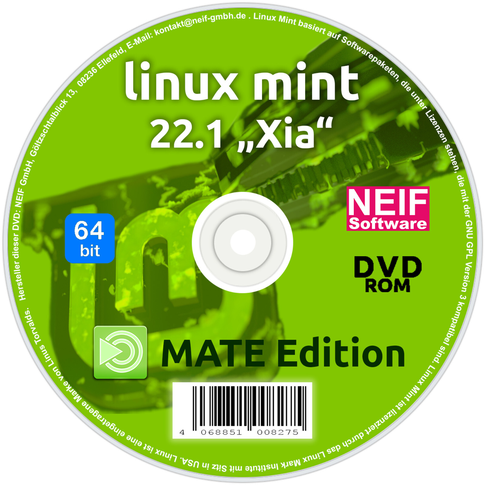 Linux Mint 22.1 "Xia" MATE Edition Deutsch auf DVD oder USB-Stick NEU 2025